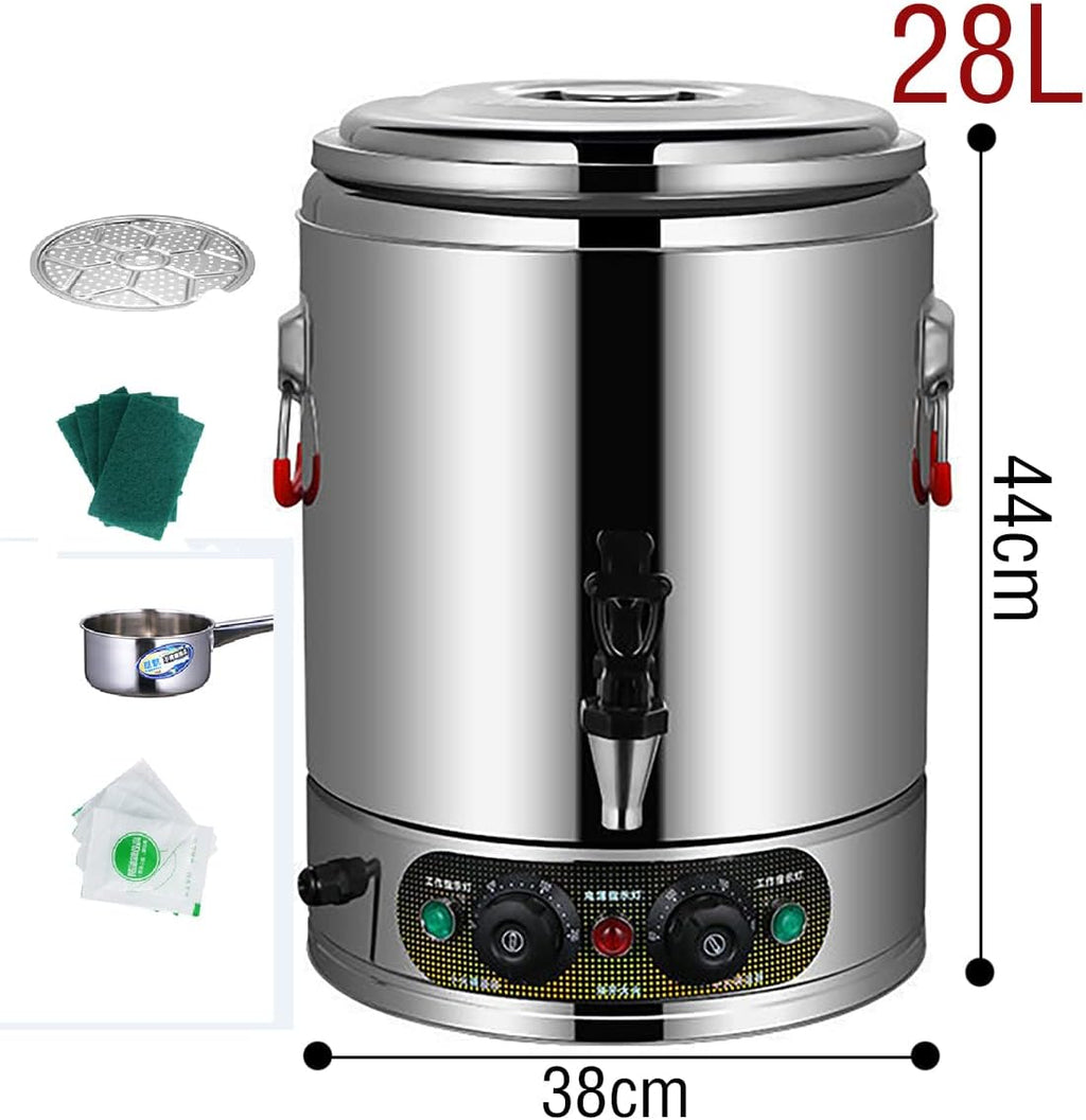Catering Urn 3000W, Commercial Hot Water Boiler Dispenser, 30-110°C Temperature Control Knob, for Brewing Commercial Office Home Party,28L