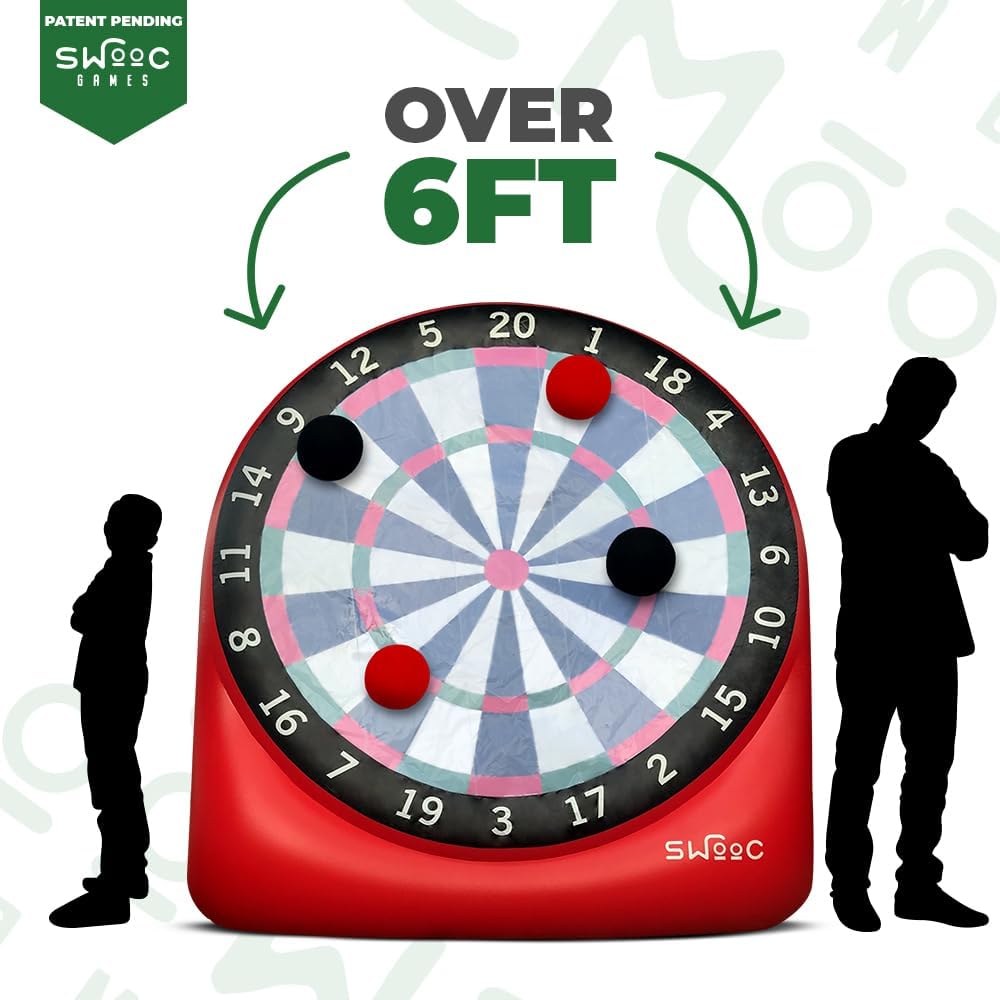 Swooc Games - Premium Inflatable Giant Kick Darts (15+ Ways to Play) - Jumbo Soccer Dartboard with Air Pump - Big Carnival Games - Giant Outdoor Games - Oversized Dart Board Yard & Lawn Game