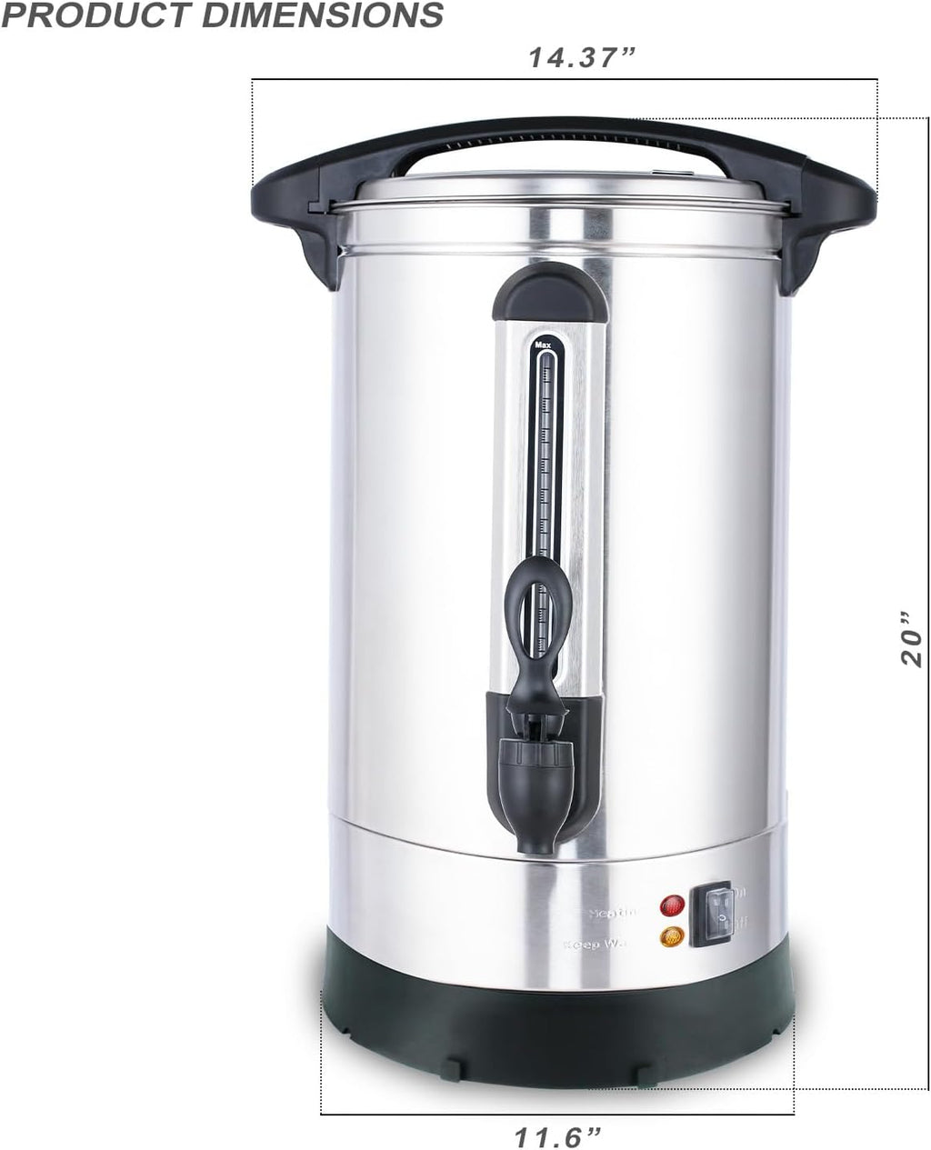 APOXCON Coffee Urn Commercial Grade Coffee Maker Double Wall Stainless Steel Large Hot Water Urn, 1500W Quick Brew Coffee Percolator Electric with Keep Warm Function, 100-Cup 14 L