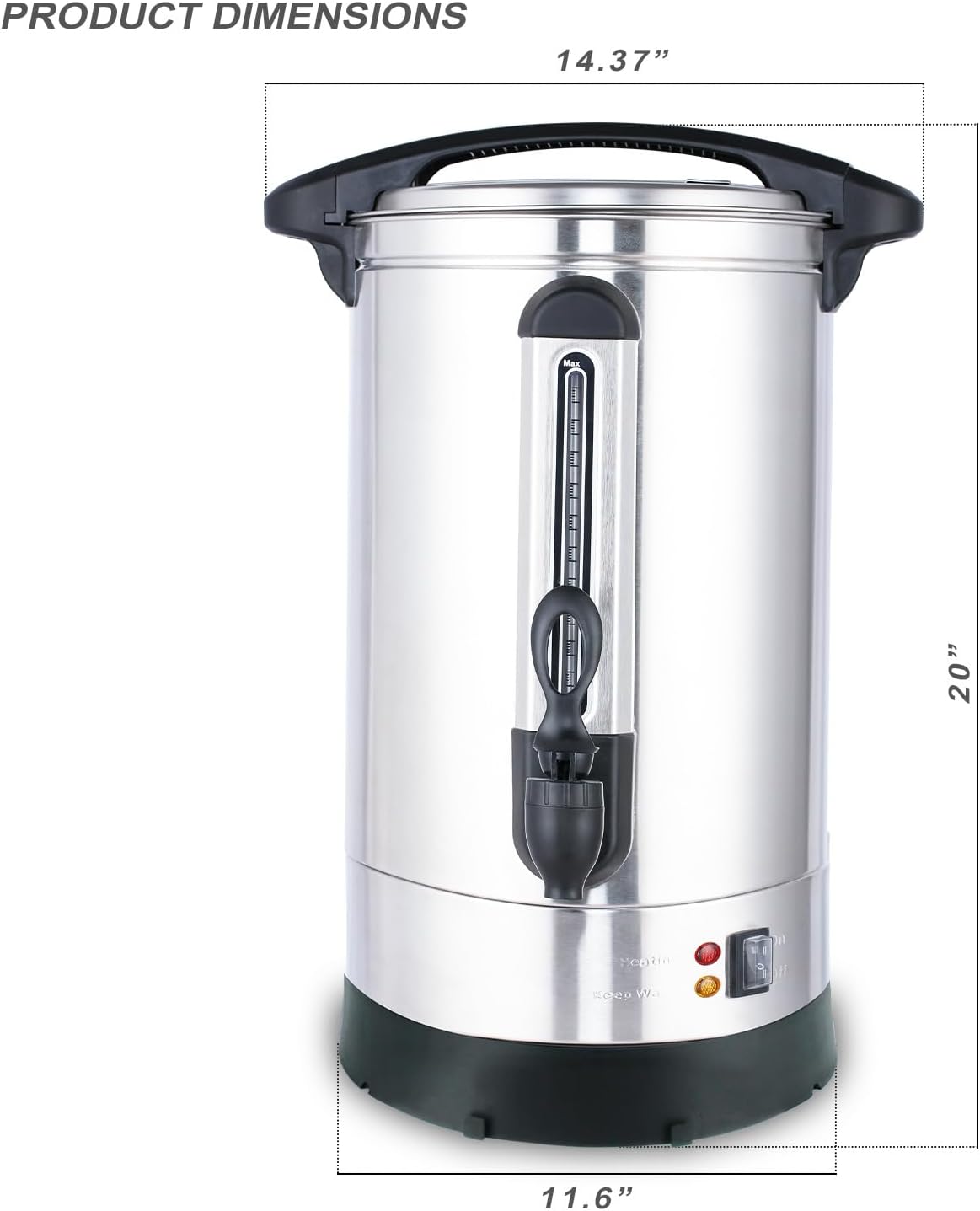 APOXCON Coffee Urn Commercial Grade Coffee Maker Double Wall Stainless Steel Large Hot Water Urn, 1500W Quick Brew Coffee Percolator Electric with Keep Warm Function, 100-Cup 14 L