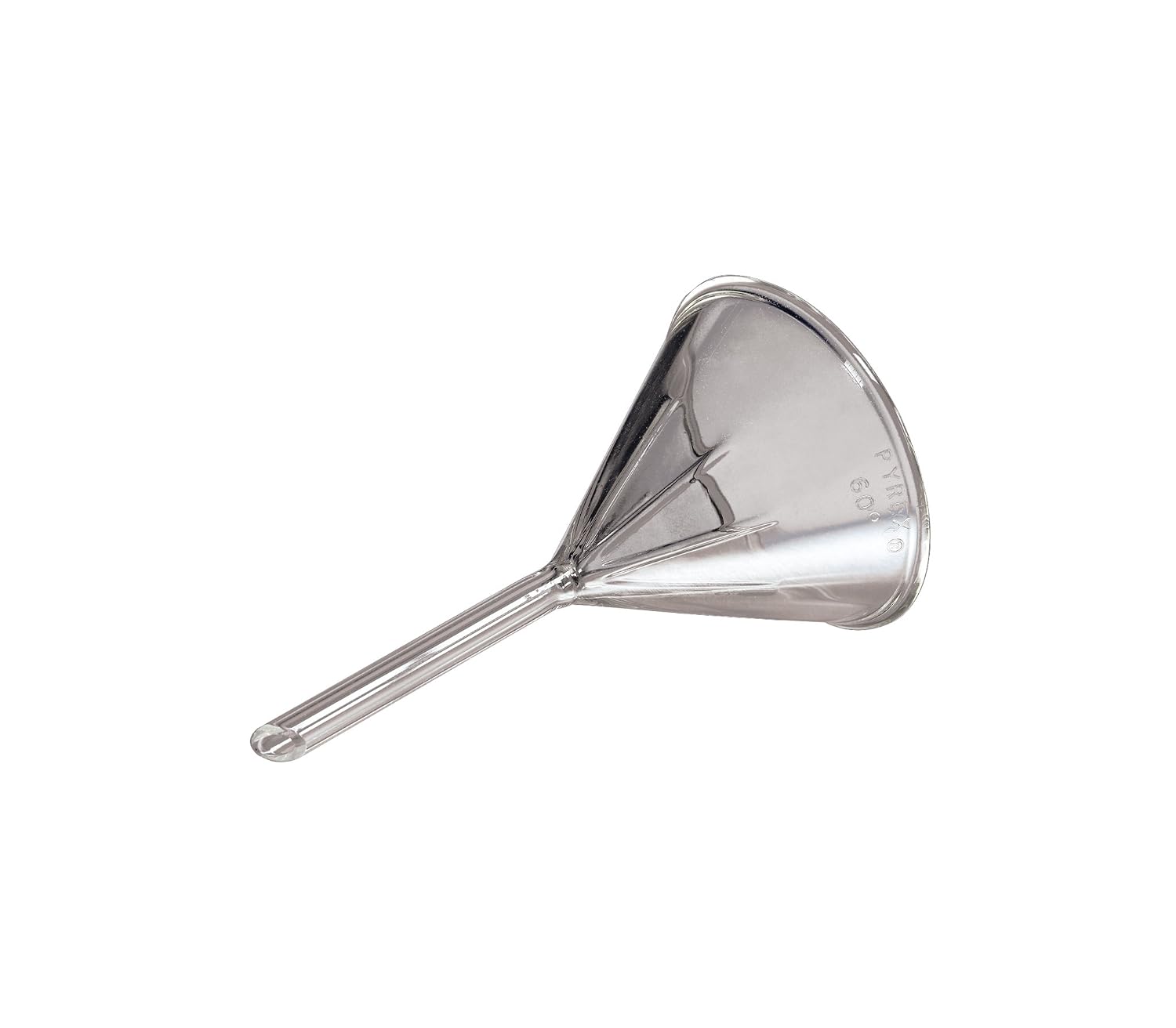 Pyrex Borosilicate Glass Plain 60 degree Angle Fluted Filtering Funnel with Short Stem, 65mm Top I.D (Case of 48)