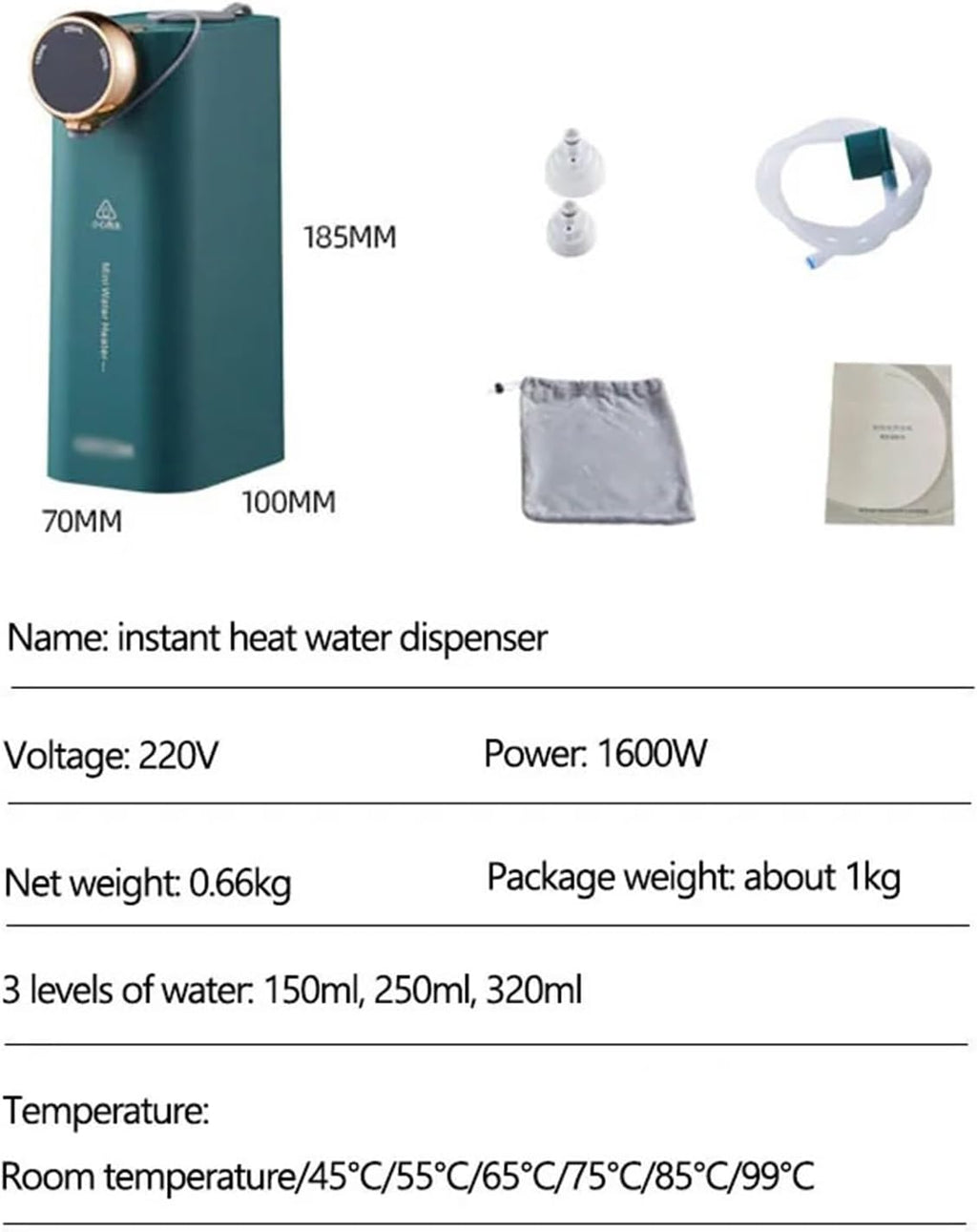 Water Dispenser 1600W Instant Heating Water Dispenser Electric Pump 3s Fast Heat Dispensador Quantitative Bucket Bottle Dispenser Smart Water Cooler