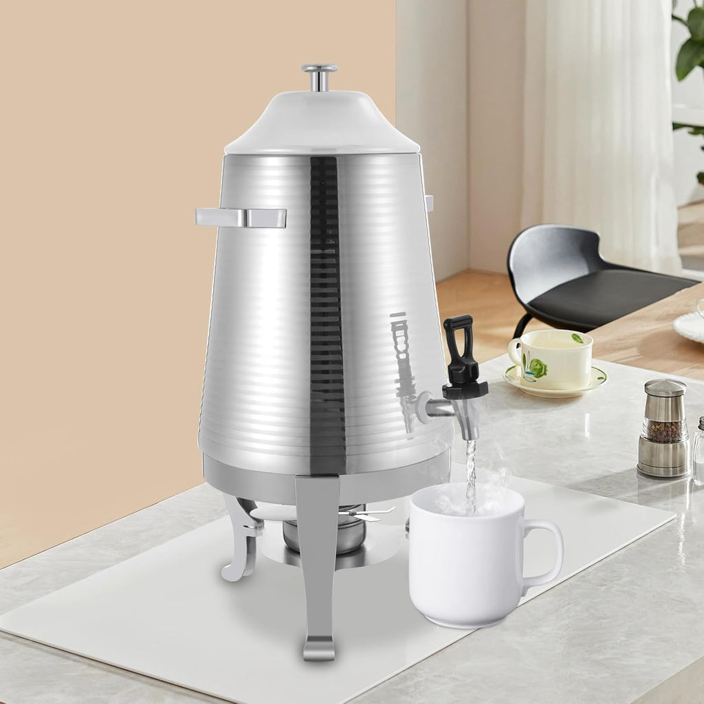 13L Stainless Steel Beverage Dispenser with Stand, Dual Heating Hot Drink Dispenser with Temperature Control, Electric & Heating Juice Container for Hot or Cold Drinks, Buffet, or Catering Use
