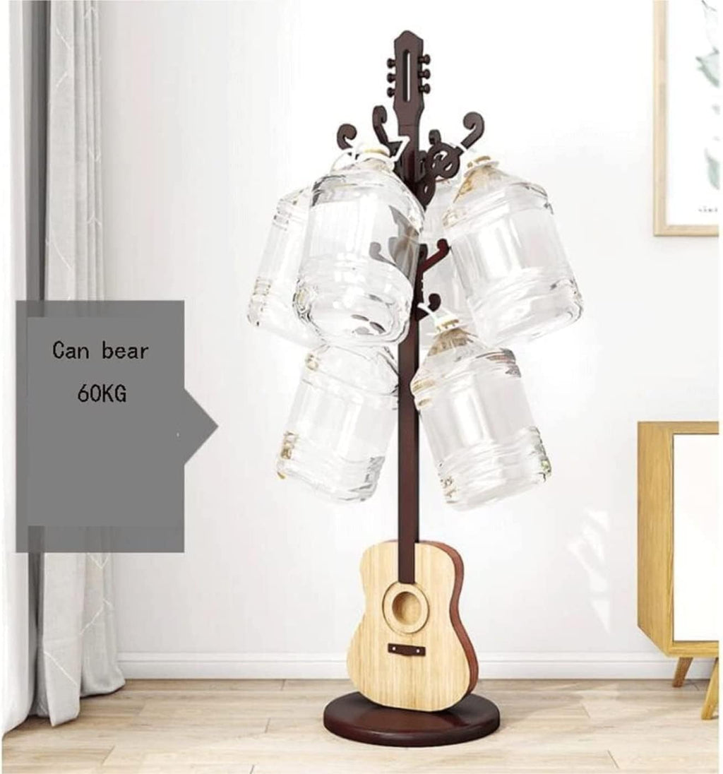Coat Rack Standing Coat Rack with 12 Hooks and Round Base Guitar Shape Coat Stand Easy Install Coat Tree Coat Tree