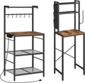 MAHANCRIS Bakers Rack with Power Outlet and Bakers Rack with Mini Fridge Shelf Bundle, 3-Tier Microwave Stand, BRHR35E01-BRHR5401