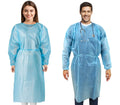 MEDICAL NATION 120 Pack Disposable Isolation Gowns - Blue Level 2 SMS 40gsm Non-Woven Material - PPE Gowns Disposable for Dental, Medical Use, Fluid-Resistant and Latex-Free Gowns, Universal Size