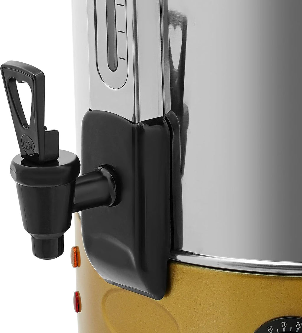 110V 2800W Electric Hot Water Dispenser, Electric Heat Preservation Bucket, Commercial Coffee Maker, Quick Brewing Coffee Urn with Adjustable Temperature, Hot Water Urn for Catering & Events (Gold)