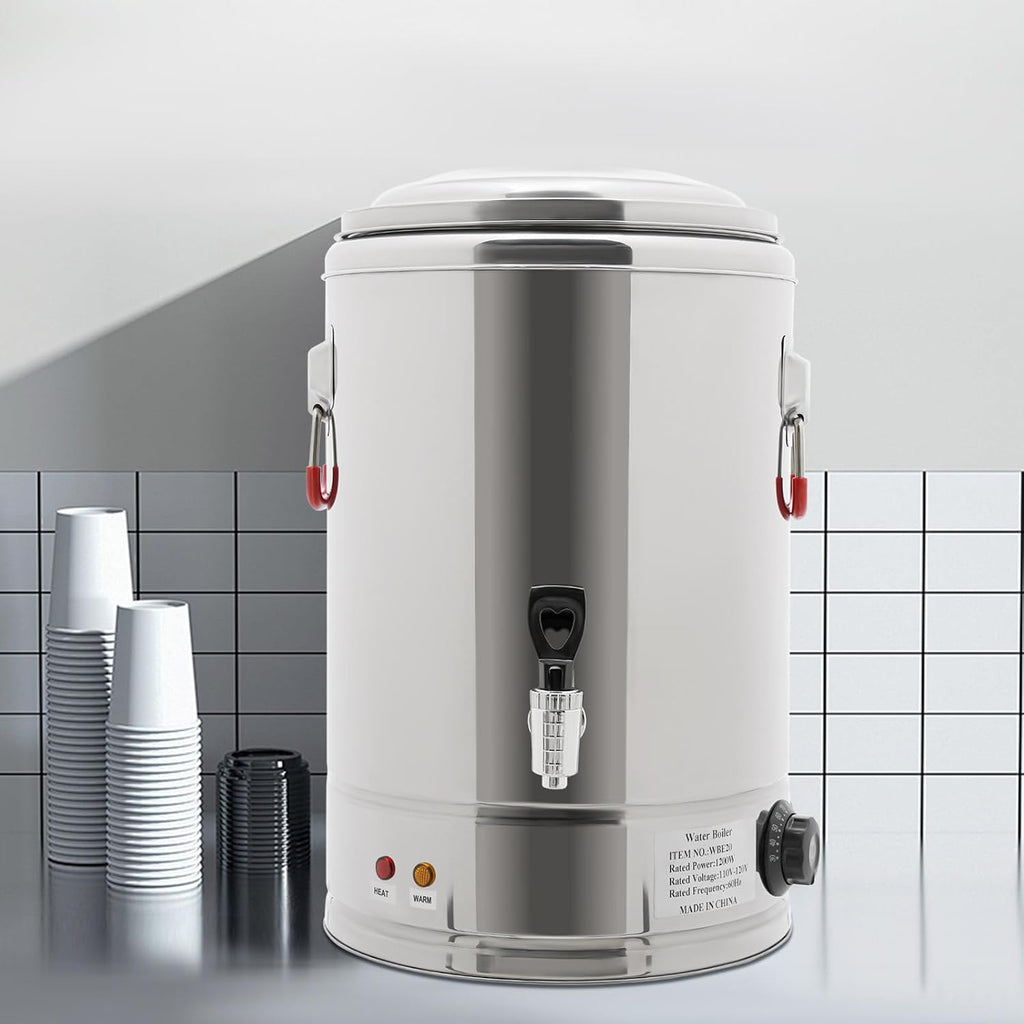 20L Hot Beverage Dispenser 110V with Spigot, Stainless Steel Electric Hot Water Boiler, Insulated Beverage Dispenser for Coffee Tea Milk, Commercial Grade Drink Urn, US Plug, Keep Warm Function