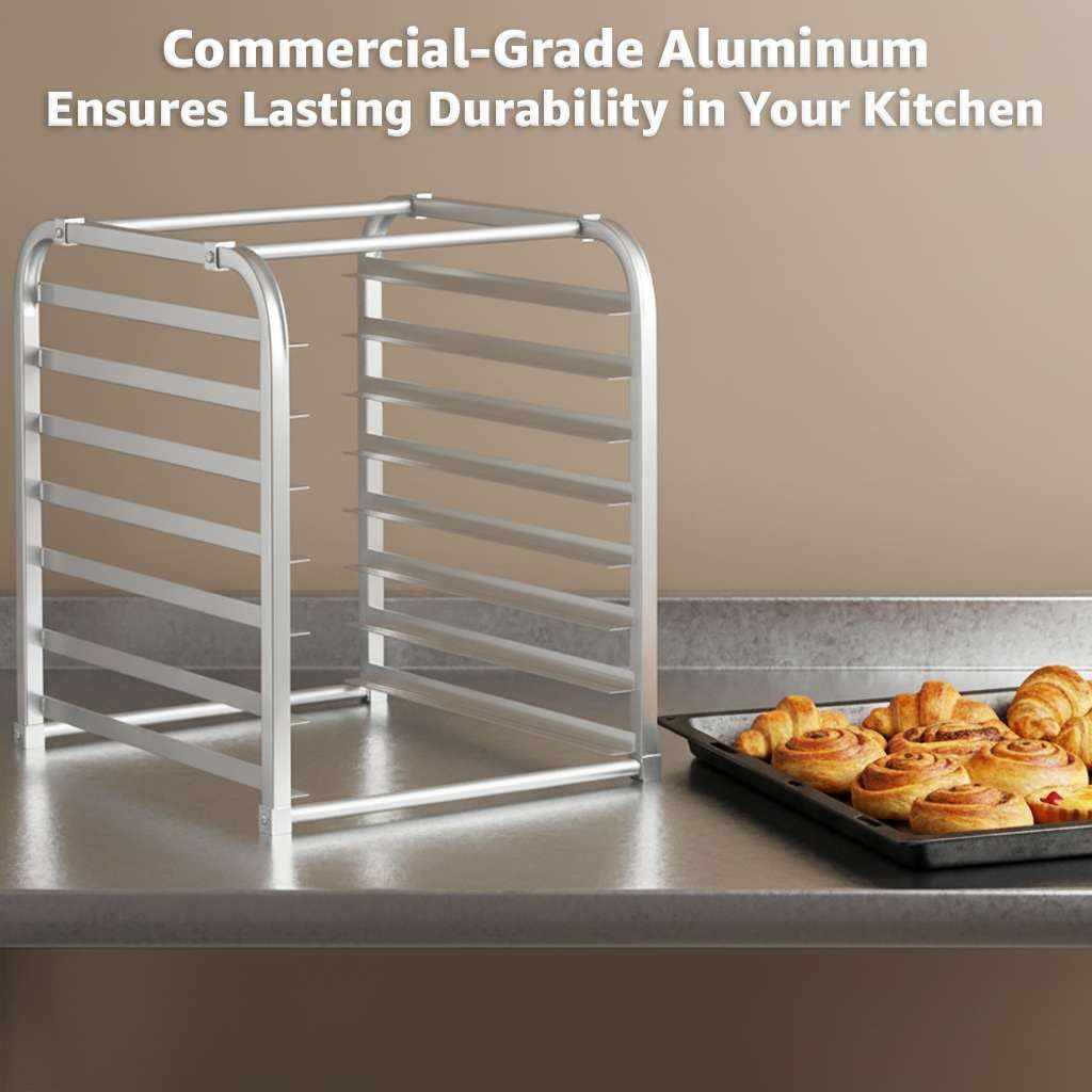 NSF 7 Pan Full Size Aluminum Sheet Pan Rack – Commercial Bun Pan Cooling Rack for Kitchens
