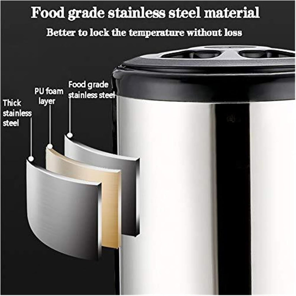 Insulated Beverage, Stainless Steel Commercial Hot Water Dispenser With Spigot - 6L To 20L Beverage Server For Coffee, Tea, Catering, Office & Parties