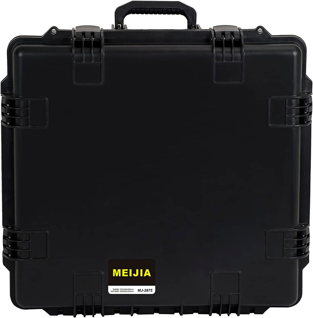 MEIJIA Portable All Weather Waterproof Hard Case, Camera Case with Customizable Fit Foam And Rolling Wheels, 24.8'X23.7'X13.17',Elegant Black