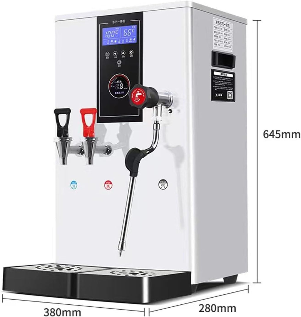 Commercial Intelligent LCD Touch Screen Steam Boiler 50L/H Hot Water Cold Water Milk Foamer Machine (110v White)