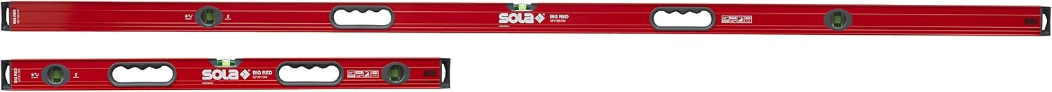 SOLA LSB7832M Big Red Aluminum Box Beam Level Magnetic Jamb Set with 3 60% Magnified Vials, 32 & 78-Inch