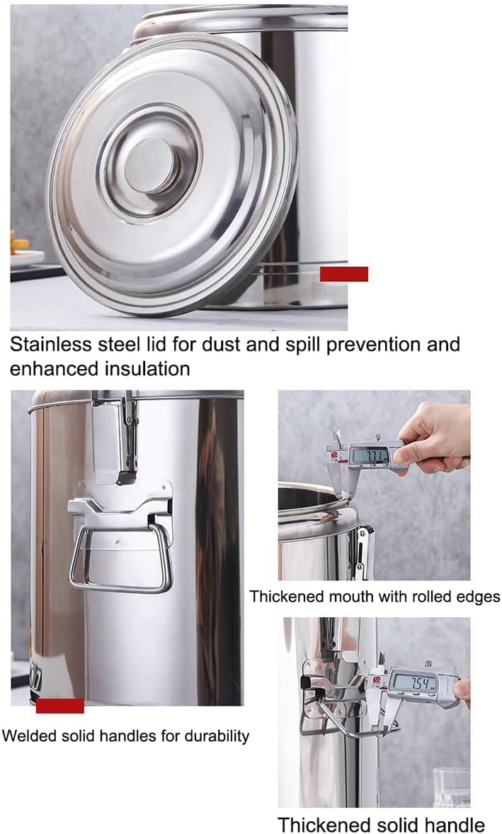 Insulated Beverage Dispenser – Stainless Steel Hot Water Dispenser with Tap for Catering, Tea Urn for Events and Parties