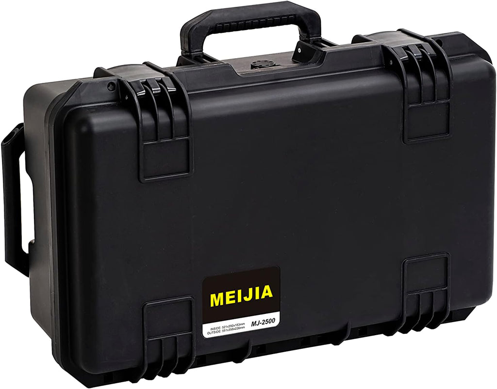 MEIJIA Premium Waterproof Hard Compact Rolling Camera Case with customizable fit foam and wheels,Full Protection with Light&Convenient Design,21.7'x14.1'x8.8',Elegant Black