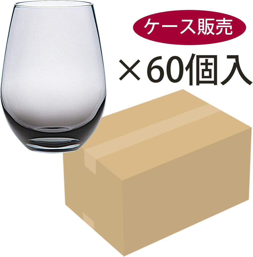 Toyo Sasaki Glass T-24104HS-SS Tumbler Glass, Water Variation, Approx. 12.2 fl oz (360 ml), Pack of 60, Black, Smoke, Made in Japan, Shatter-Resistant, Dishwasher Safe, Tumbler, Glass, Cup