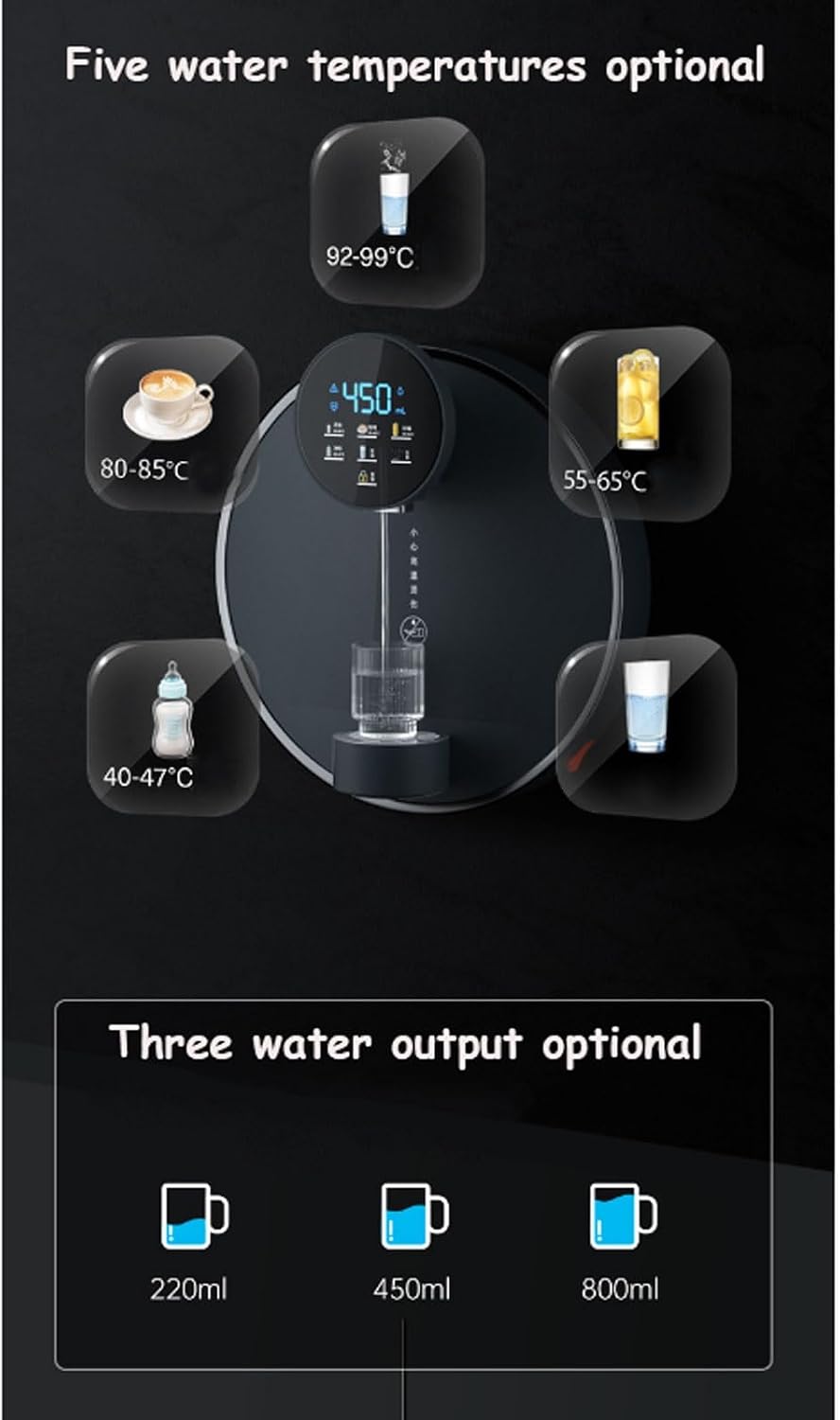 Water Dispenser with Electronic Child Lock, Dual Temperature Control - Wall-Mounted Mains Fed Unit for Office and Commercial Staff Canteens