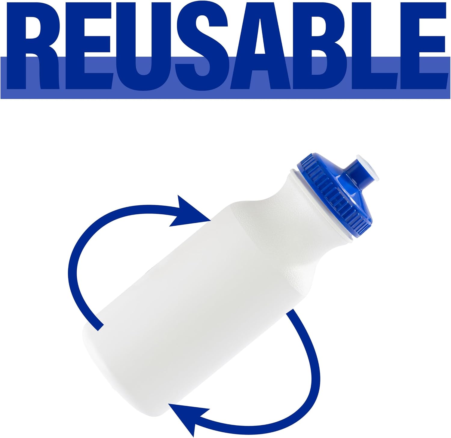ZETY Bulk Water Bottles 100 Pack - 20 Ounce Reusable bottles Bulk - BPA-Free Easy Open Spin off Cap - Top-Rack - Dishwasher Safe - Sports Bottles (Plastic)