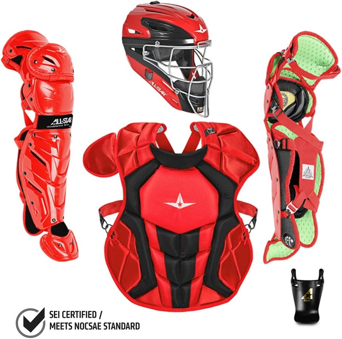 All-Star S7 Axis Ages 9 to 16 - Baseball Catching Equipment Kit (Includes Helmet, Chest Protector, Leg Guards), Meets NOCSAE