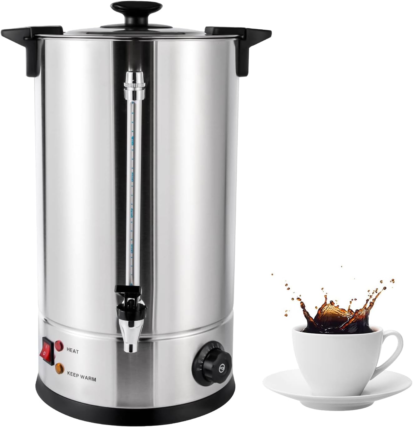 Large Coffee Dispenser, Automatic Hot Water Dispenser, Tea Dispenser, Commercial Grade Stainless Steel Coffee Urn, for Home, Party, (15L)