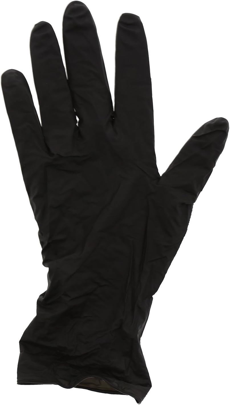 AmerCareRoyal Black Widow Nitrile Latex Free Disposable Gloves - Powder-Free, Exam Grade Gloves with Textured Grip - Extra Large, Black, Case of 1000