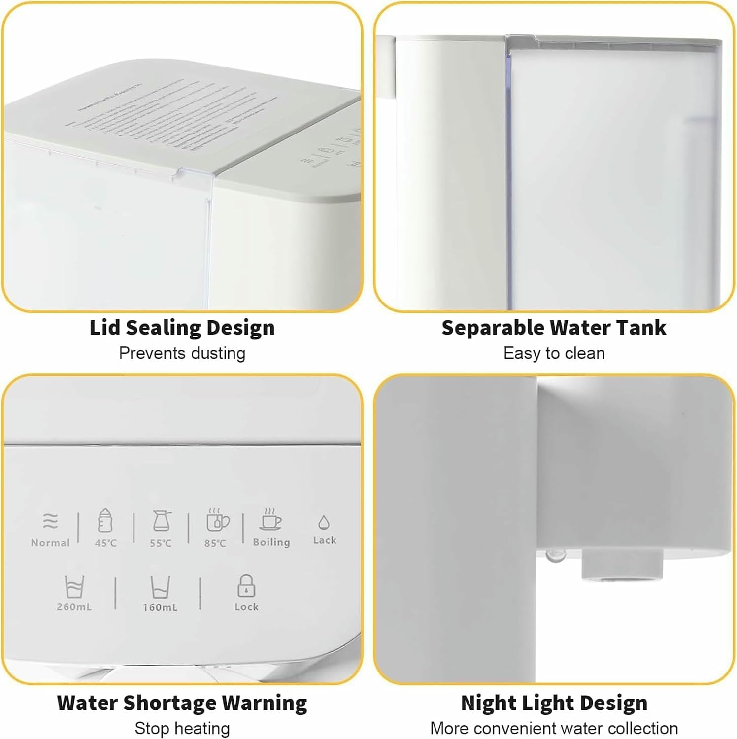 3L Instant Hot Water Dispenser, 2100W Hot Water Dispenser, Water Boiler with 5 Temperature Presets, 3s Fast Boil, with Digital Touch screen, Kettle for Home Office