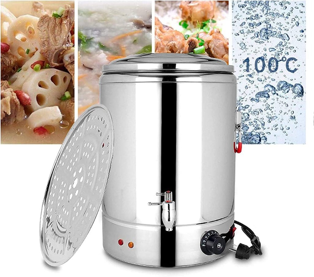 Stainless Steel Catering Urn Dispenser, Commercial Electric Hot Water Boiler, Water Dispenser, for Hotels, Buffets And Catered Events/Transparent,37L