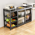 LITFAD Baker's Rack with Cabinets, 2 Baskets, Steel Frame, Modish Style Kitchen Storage Cabinet Freestanding Coffee Shelf Rack Organizer for Home Office, Grey 39' L x 12.5' W x 31.5' H