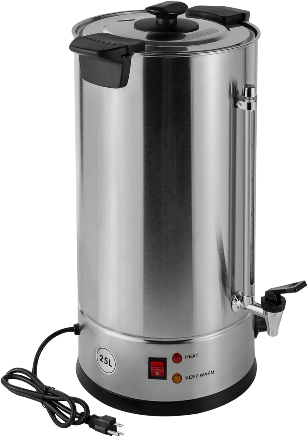 160 Cups Commercial Coffee Urn & Hot Beverage Dispenser,25L Electric Coffee Maker Hot Water Urn,Quick Brew,Stainless Steel Percolate Maker for Business,Party,Catering,Silver