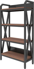 56.3' Baker's Rack for Kitchen, 4-Tier Metal Wood Shelf, Heavy Duty Adjustable Shelving Unit, Freestanding Organizer for Garage Pantry Bathroom Closet, Black Brown