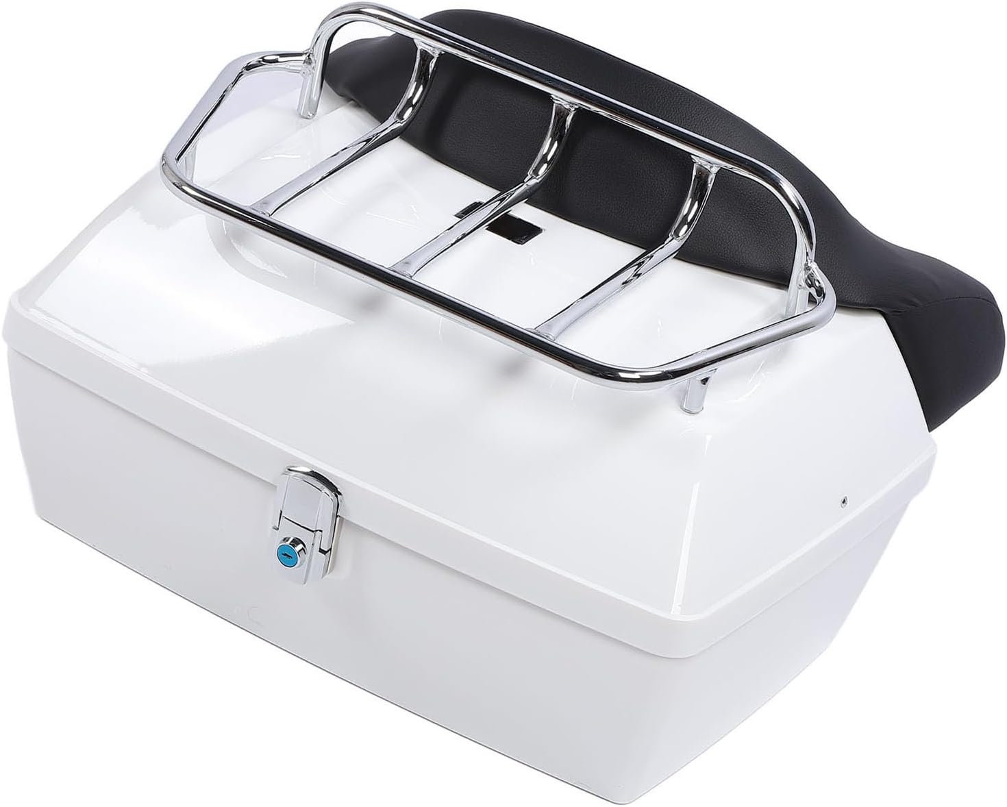 Motorcycle Rear Case 48L Universal Water Lock Backrest Cushion Trunk Tail Luggage Box Helmets Luggages (White)
