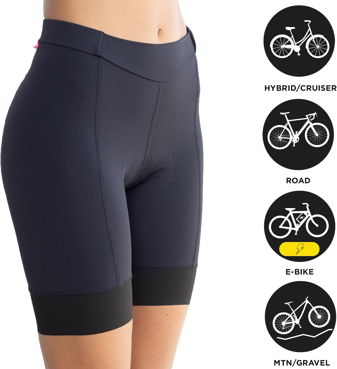 Terry Bella Prima Bike Shorts Womens Padded Bike Shorts 8.5' Inseam Compression Silicone Leg Cycling Shorts Premium Chamois