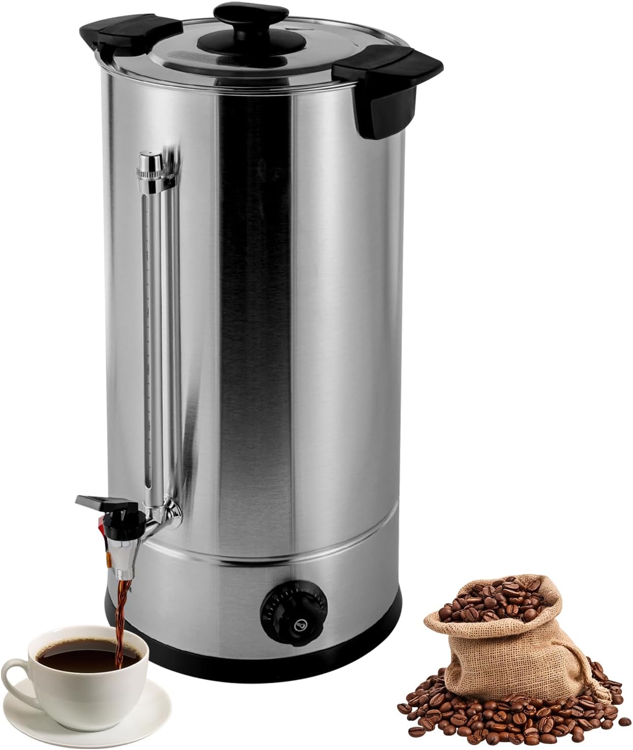 Percolator Coffee Pot Electric, 25L Commercial Coffee Urn with Anti-Scalding Handle and Filter Automatic Coffee Brewing Hot Water Urn for Party Office Wedding