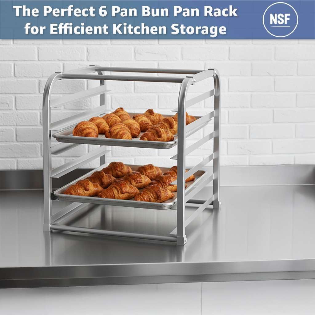 6 Pan Aluminum Bun Pan Rack - Commercial Full Size Sheet Pan Cooling Rack for Bakery NSF