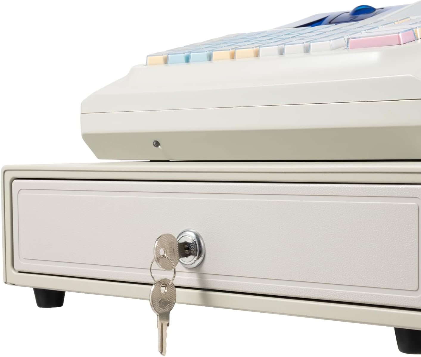 Bepritm 48 Keys Commercial Cash Register, Electronic Cashier Cash Register with Drawer Box&LED Display, Cash Management System for Small Businesses, Retailers, Supermarkets (White)