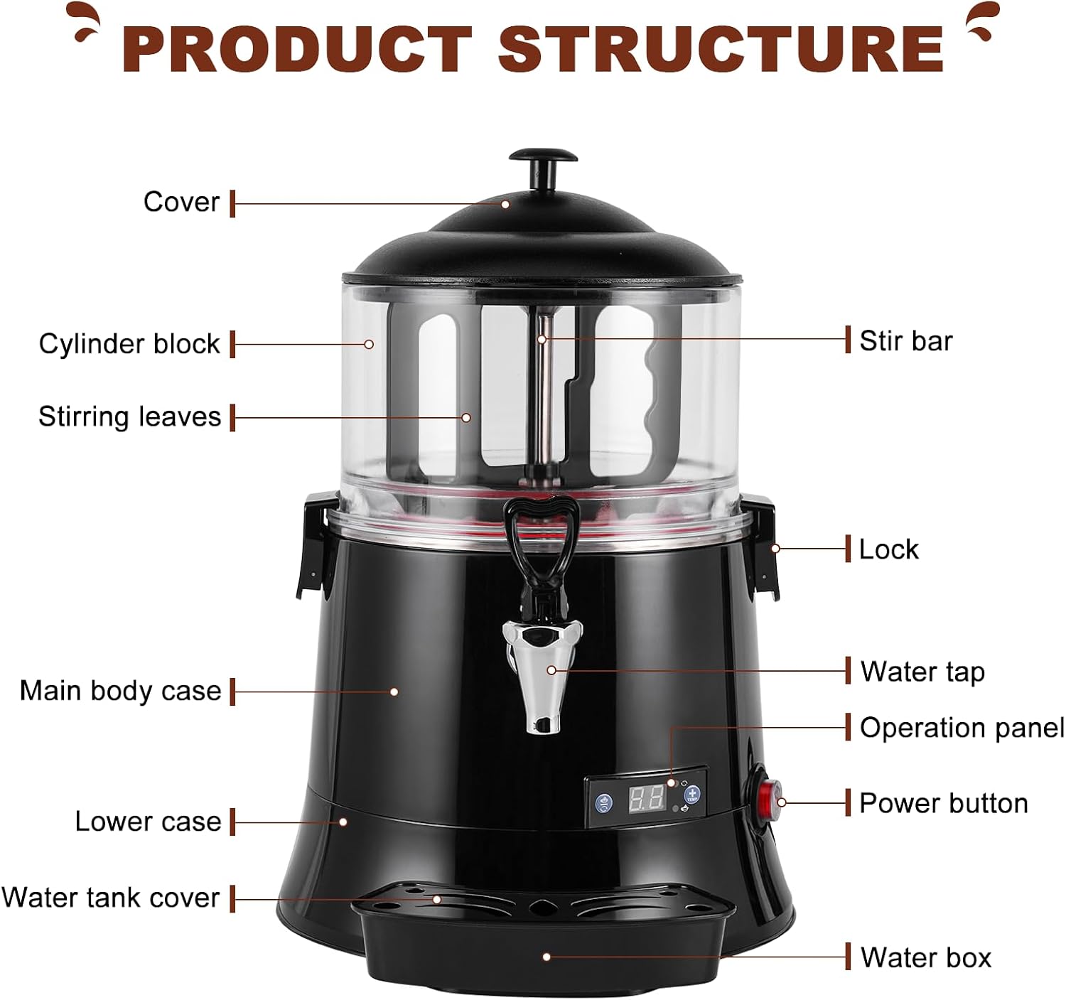 YUCHENGTECH 5L Commercial Hot Chocolate Maker Upgrade Machine Hot Chocolate Dispenser Warmer for heating Chocolate Coffee Milktea CE Certification 100-120V (5L)