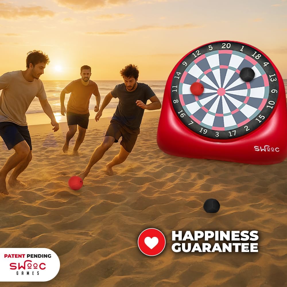 Swooc Games - Premium Inflatable Giant Kick Darts (15+ Ways to Play) - Jumbo Soccer Dartboard with Air Pump - Big Carnival Games - Giant Outdoor Games - Oversized Dart Board Yard & Lawn Game