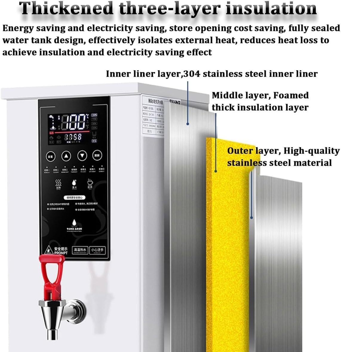 Commercial Autofill Hot Water Dispenser, Digital Control Panel, Auto Temperature Control, Instant Hot Water Boiler for Tea & Coffee (White)