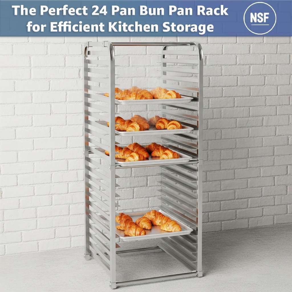 24 Pan Aluminum Commercial Baking Rack – Heavy Duty Bun Pan Sheet Rack for Restaurant Kitchens NSF