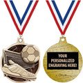 Soccer Medals - 1 1/2' Gold Soccer Medals, Great Kids Soccer Awards with Custom Engraving