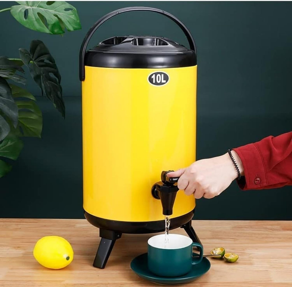 Catering Hot and Cold Water Dispenser - Stainless Steel Tea Urn Boiler with Faucet, Portable Handle, Large Capacity Sealing - Ideal for Office, Hotels, Parties