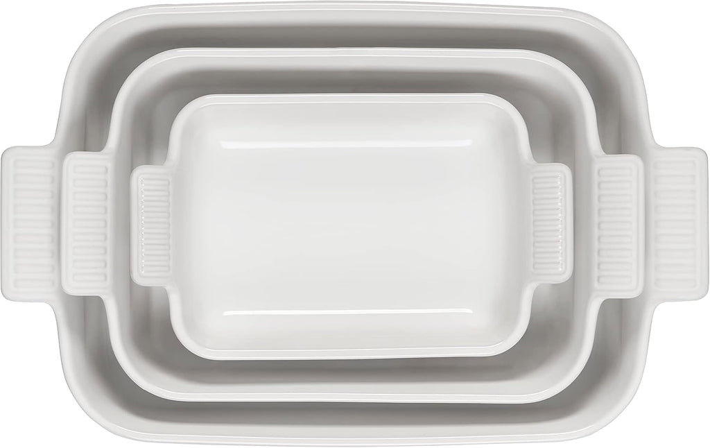 Le Creuset Stoneware Heritage Set 3 Rectangular Dishes, White