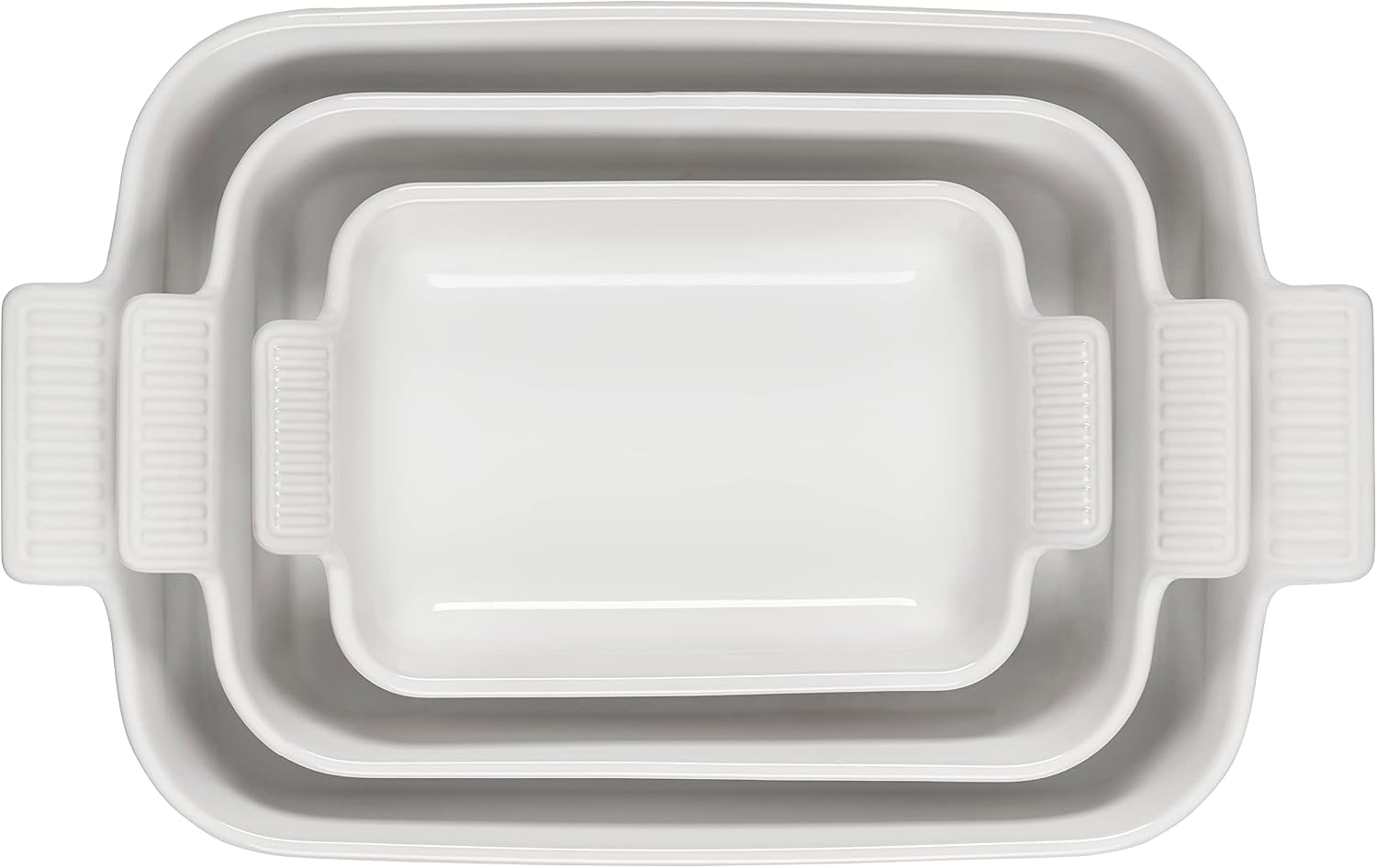 Le Creuset Stoneware Heritage Set 3 Rectangular Dishes, White