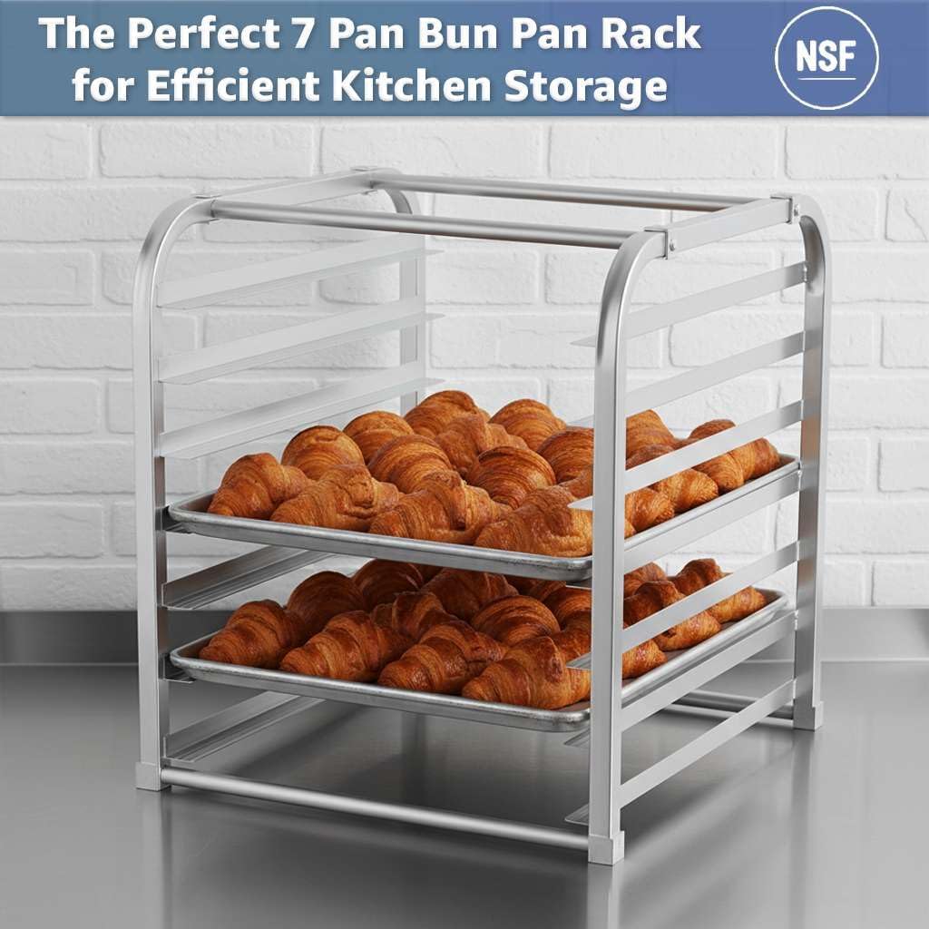 NSF 7 Pan Full Size Aluminum Sheet Pan Rack – Commercial Bun Pan Cooling Rack for Kitchens