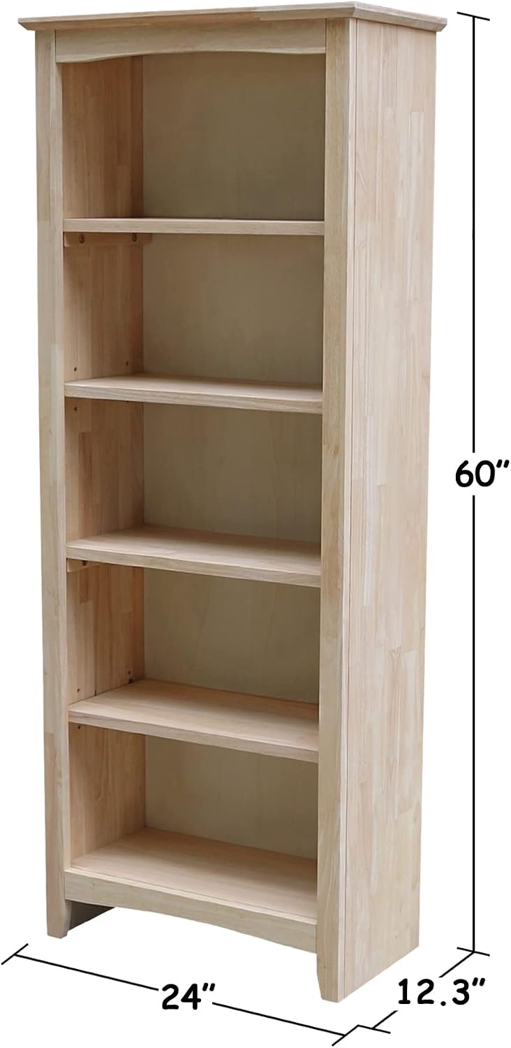 Solid Wood Shaker Bookcase - 60' H