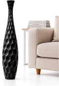 Leewadee Large Black Home Decor Floor Vase - Wooden 34 inch Tall Farmhouse Decor Flower Holder for Fake Plant and Pampas Grass