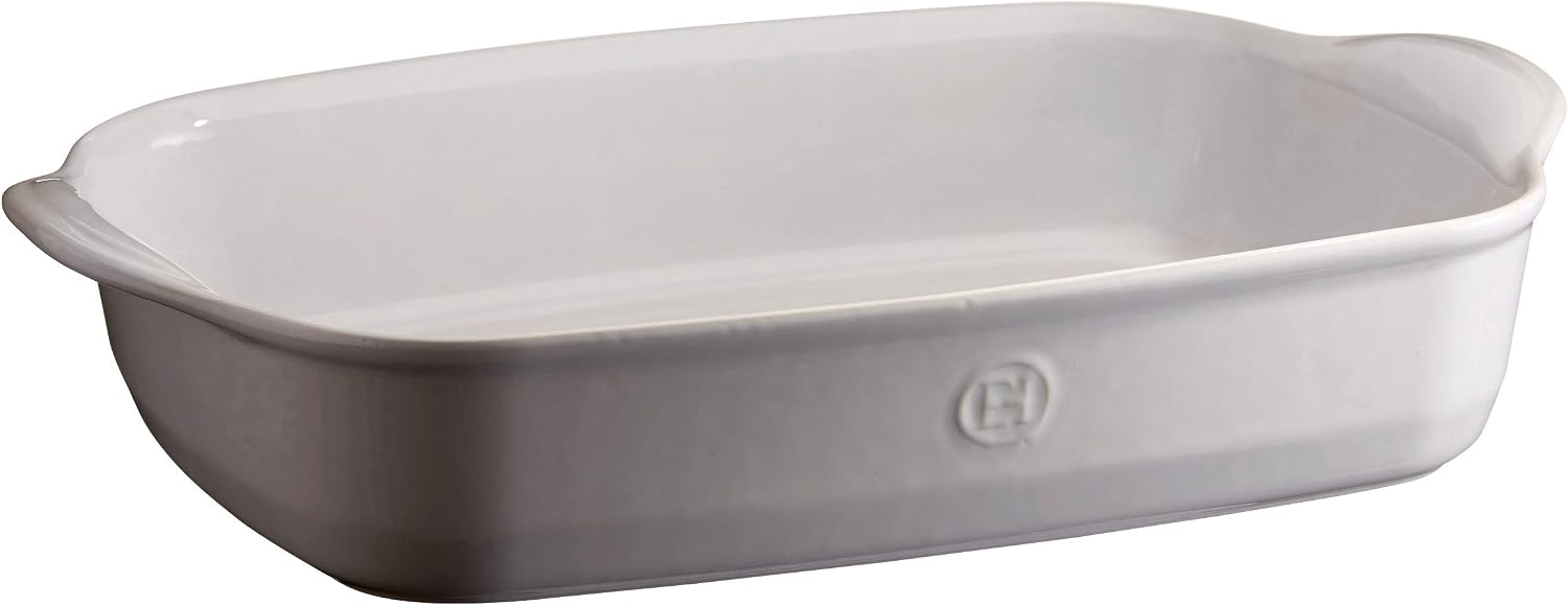 Emile Henry France Ovenware Ultime Rectangular Baking Dish, 16.5 x 10.6, Flour White