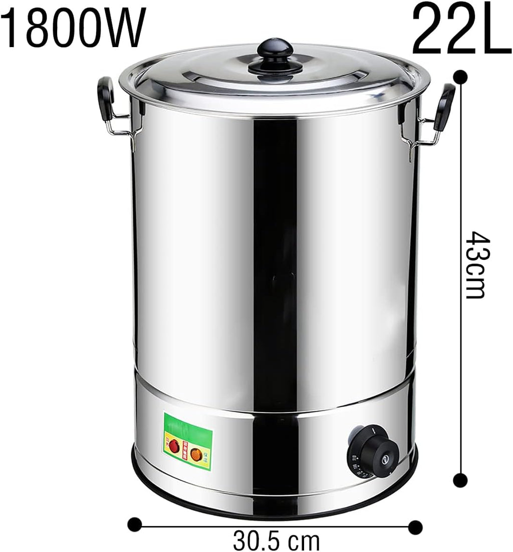1800W Commercial Water Dispenser Catering, Electric Catering Urn Hot Boiler, Electric Boiling Water Bucket, 30-110°C Temperature Control Knob,B,22L