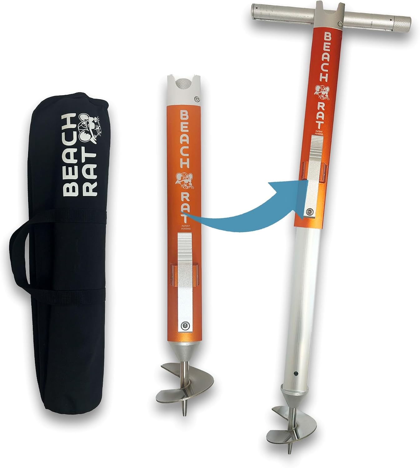 Beach Rat Anchor & Case - Pontoon, Tritoon, PWC Anchor - Shallow Water Boat Anchor & Sandbar Anchor, Screw in Boat Anchor, Stainless Steel & Aluminum Anchor Pole Accessory