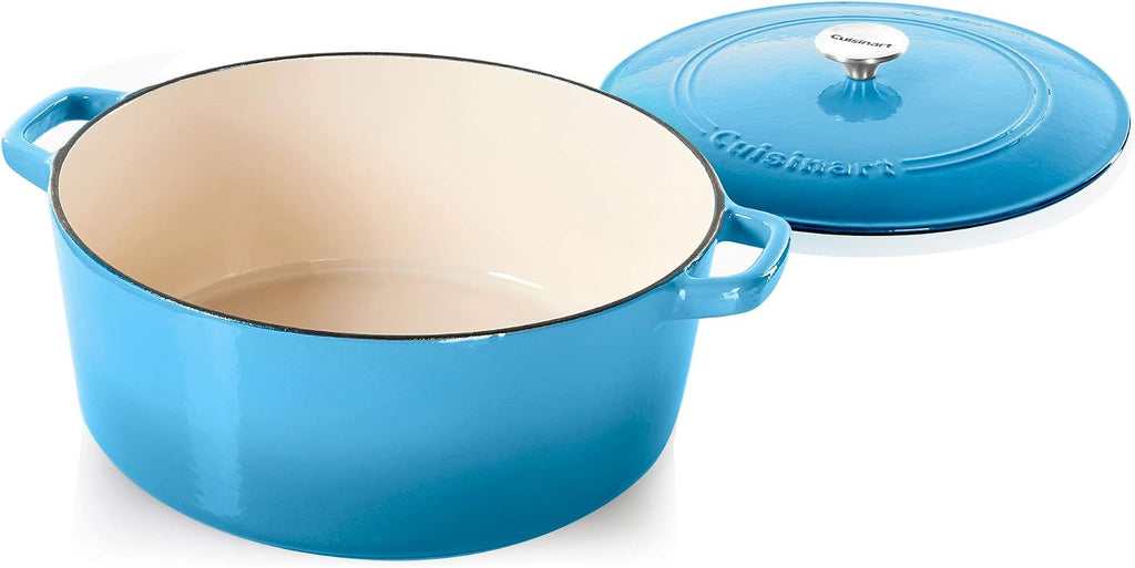 Cuisinart Chef's Classic Enameled Cast Iron Dutch Oven with Lid, Porcelain Enameled Interior, Oven Safe, Induction Compatible, 7-Quart, Round, Blue Gradient